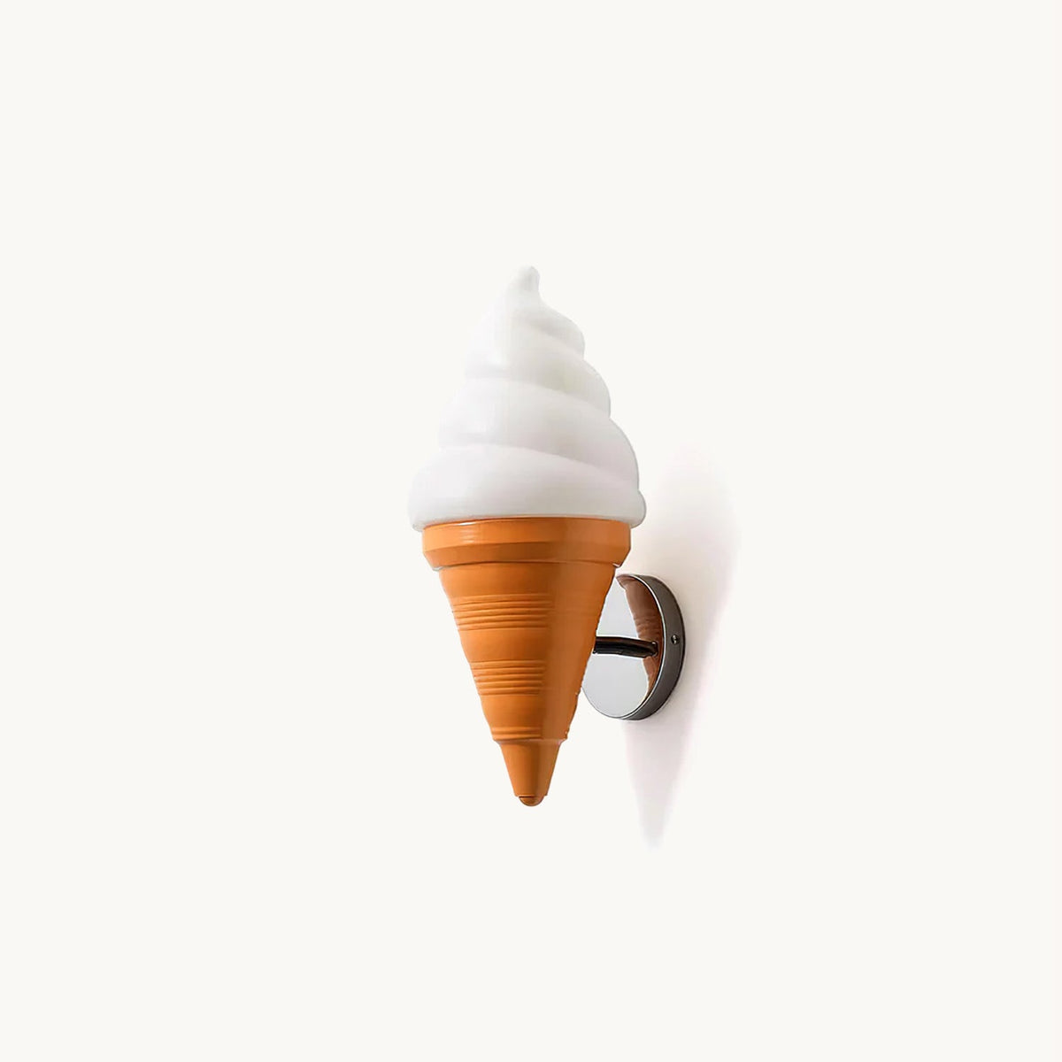 Orange cone and white swirl shade on this Clérachic wall light, on a chrome round backplate against a plain white backdrop.