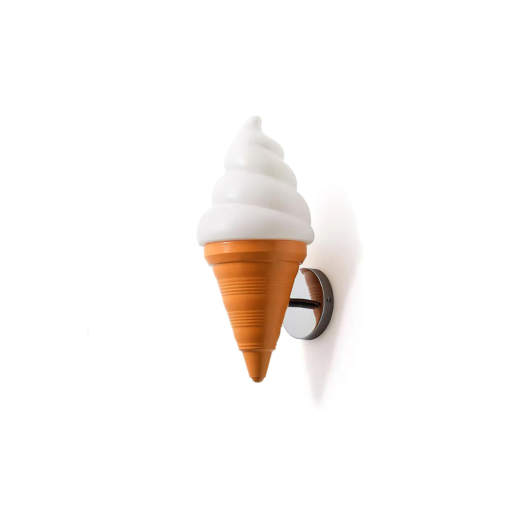 Orange cone and white swirl shade on this Clérachic wall light, with a chrome arm and round backplate, on a plain white background.