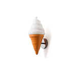 Orange cone and white swirl shade on this Clérachic wall light, with a chrome arm and round backplate, on a plain white background.