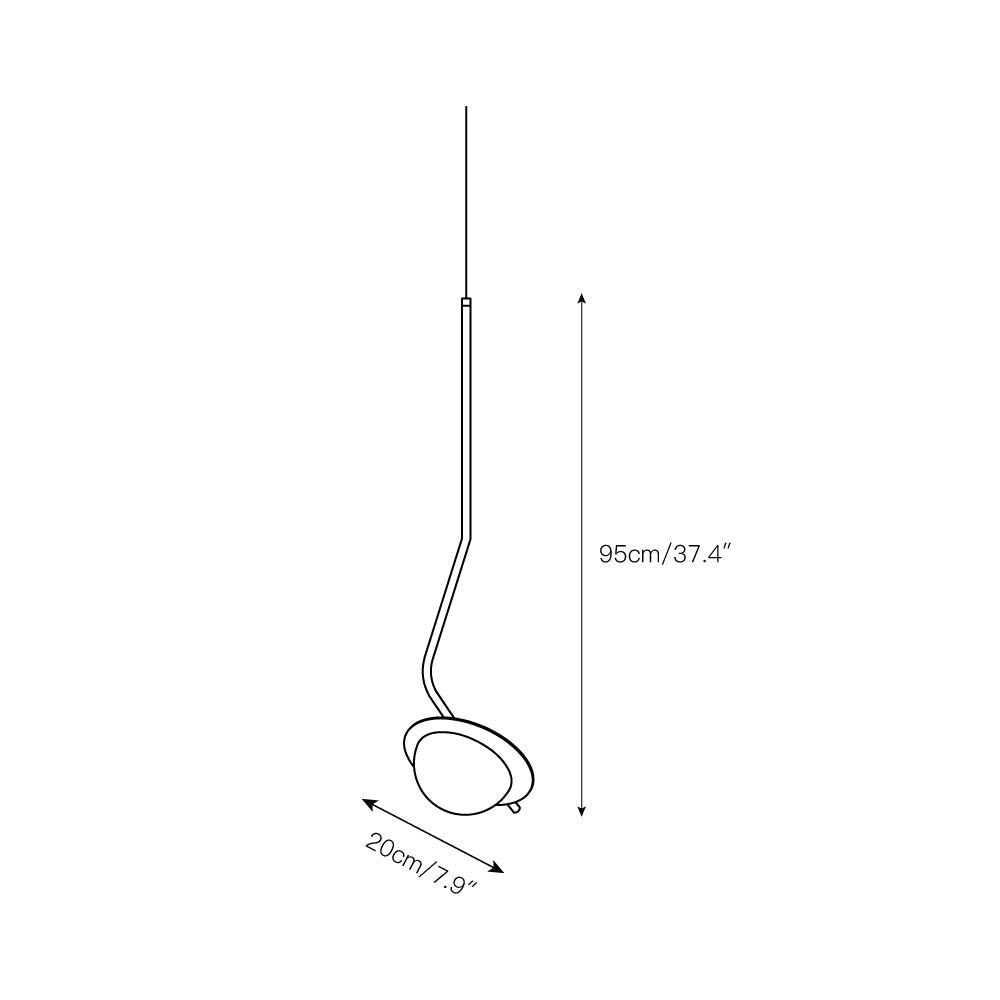 Clérachic Ivvaros dimension drawing: 95 cm / 37.4 in overall drop and a 20 cm / 7.9 in wide shade.