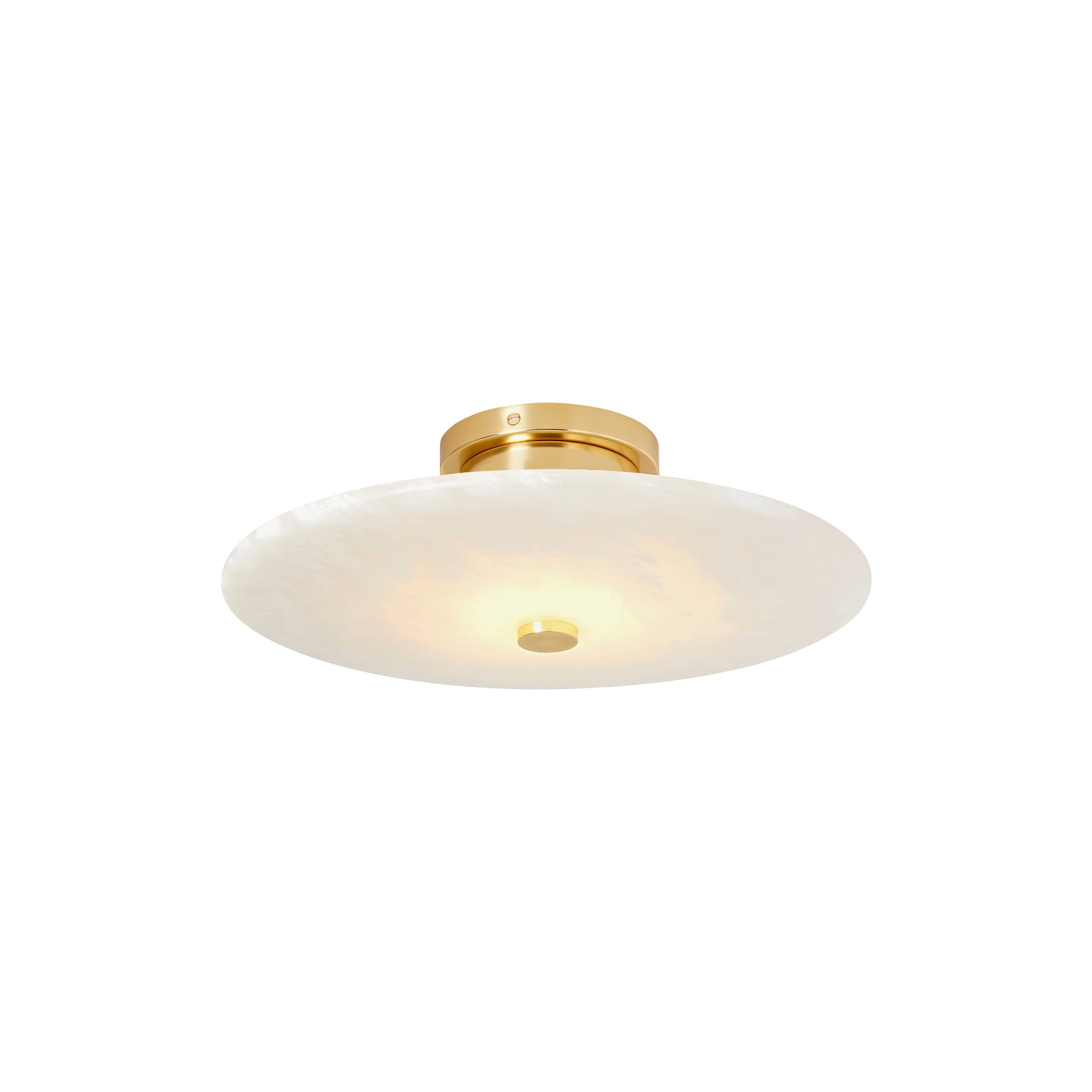 Clérachic flush mount photographed small against white, the brass canopy sitting tight to the ceiling line.