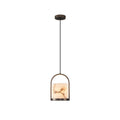 Clérachic Jewel Pendant Light shown full length on white, the alabaster shade held in its arched frame on a long black cord.