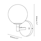 Clérachic wall light dimension drawing, every measurement marked in centimetres and inches.