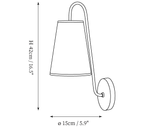 Dimension drawing of this Clérachic wall light, with its 42 cm height and 15 cm width marked.