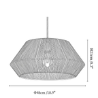 Clérachic pendant light dimension drawing, 1 of 4, every measurement marked in centimetres and inches.