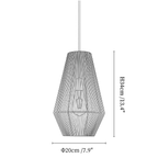Clérachic pendant light dimension drawing, 3 of 4, every measurement marked in centimetres and inches.
