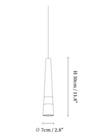 Clérachic pendant light dimension drawing, 7 of 11, every measurement marked in centimetres and inches.