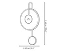 Dimension drawing of the kandy alabaster wall lamp, in outline against white.