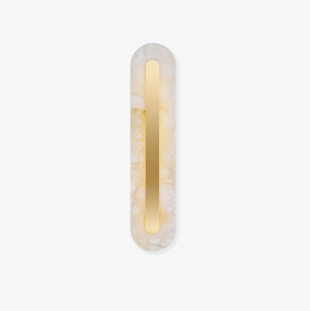 Clérachic Kristy wall lamp on white, showing the full oval profile and brass inset.
