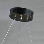 Black ceiling canopy of the Clérachic Layered Alabaster Plate Chandelier, brass grips adjusting each steel cable.