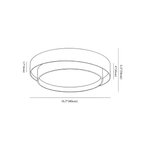 Clérachic ceiling light dimension drawing, 40 cm across, 32 W, every measurement marked in centimetres and inches.