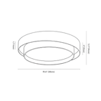 Clérachic ceiling light dimension drawing, 50 cm across, 39 W, every measurement marked in centimetres and inches.