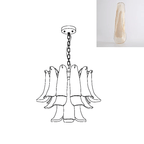 This Clérachic chandelier drawing is paired with a swatch of a pale, cloudy beige glass leaf.
