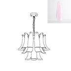 Chandelier line drawing from Clérachic with a swatch of a light blush-pink glass leaf.