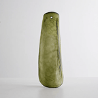 Olive-green glass leaf with a mottled, cloudy surface, shown upright on a light grey background from Clérachic.