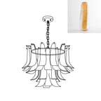 Line drawing of this Clérachic glass leaf chandelier, with a swatch of an amber leaf that turns clear toward the lower edge.