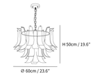 Dimension drawing of this Clérachic chandelier, with its height marked at 50 cm and its diameter at 60 cm.