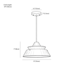 Clérachic pendant light dimension drawing, 33 × 18 cm, every measurement marked in centimetres and inches.