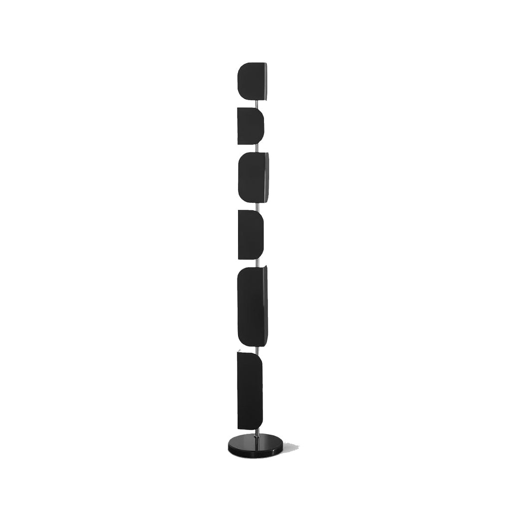 Dimension drawing of the leagan floor lamp, in outline against white.