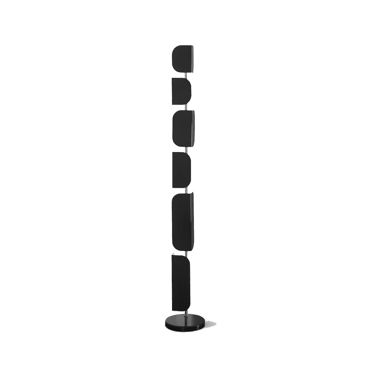 Dimension drawing of the leagan floor lamp, in outline against white.