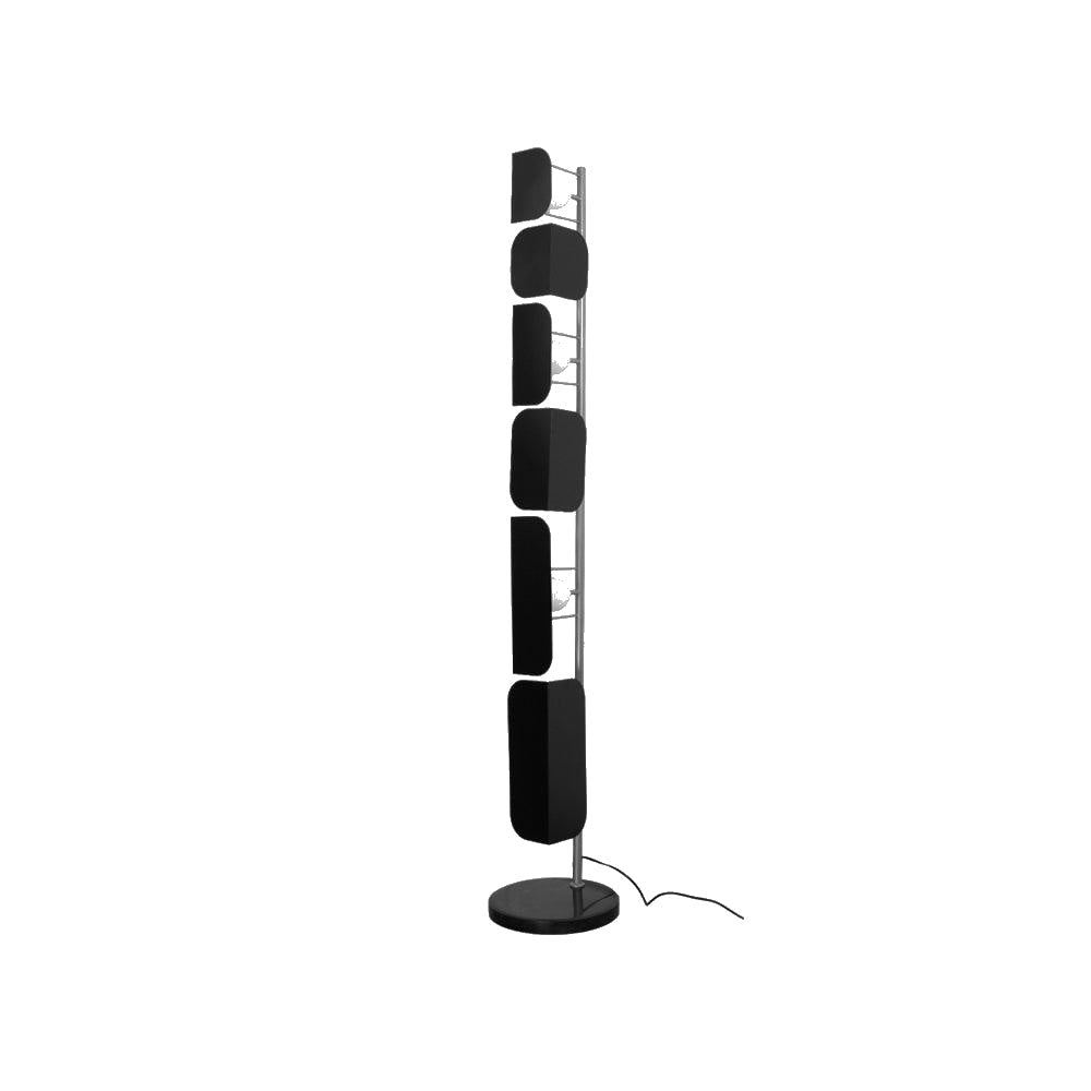 Dimension drawing of the leagan floor lamp, in outline against white.