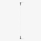 This Clérachic strip ceiling light on a plain white backdrop, a thin white band held taut between two black end brackets.
