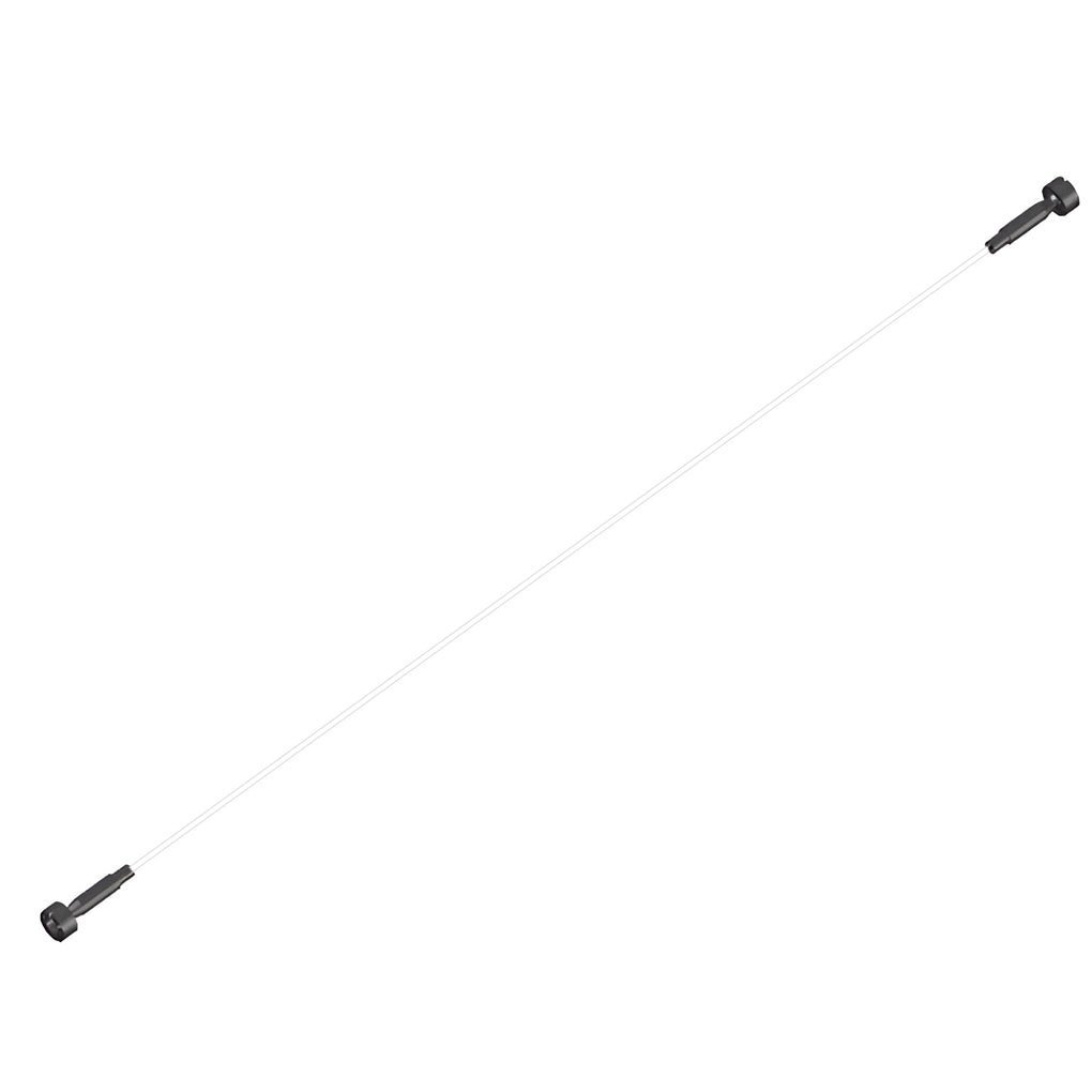 Angled view of this Clérachic strip light in white, its slim band running between two black end brackets.