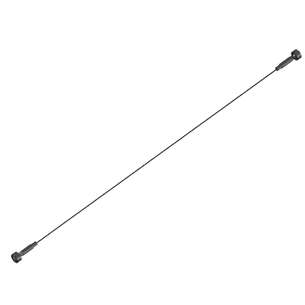 Angled view of this Clérachic strip light in black, its thin dark band running between two black end brackets.