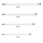 Diagram of the four lengths of this Clérachic strip light, drawn as four parallel lines from longest to shortest.