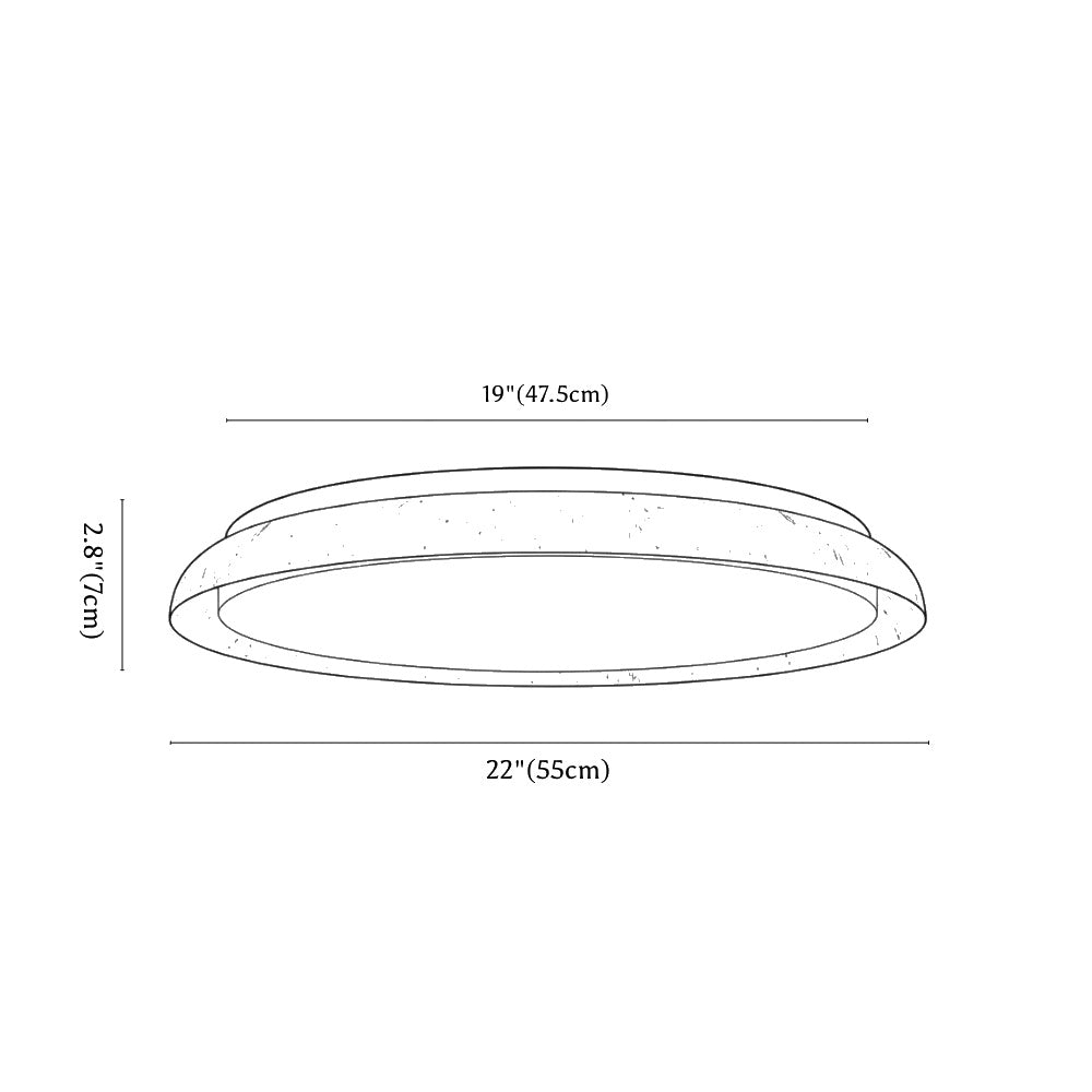 Clérachic ceiling light dimension drawing, 55 cm, every measurement marked in centimetres and inches.