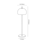 Clérachic floor lamp dimension drawing, every measurement marked in centimetres and inches.