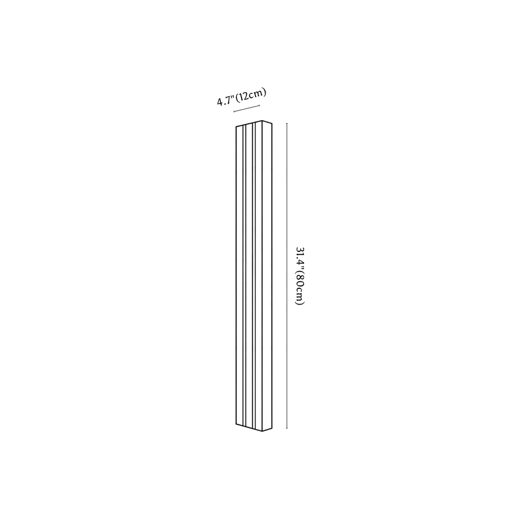 Clérachic wall light dimension drawing, 80 cm, every measurement marked in centimetres and inches.