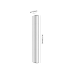 Clérachic wall light dimension drawing, 100 cm, every measurement marked in centimetres and inches.