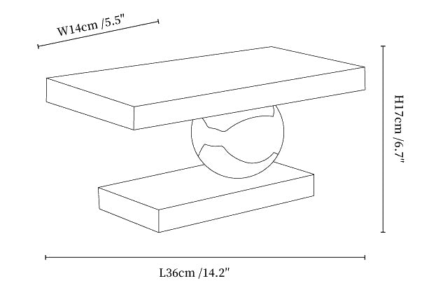 Dimension drawing of the levoro stone table lamp, in outline against white.
