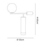 Dimension drawing of the lexi table lamp, in outline against white.