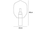 Dimension drawing of the lighthouse table lamp, in outline against white.