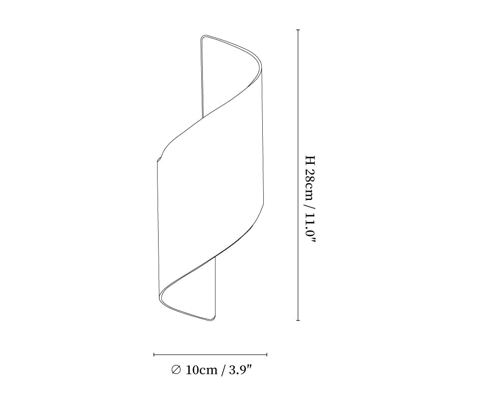 Line drawing of this Clérachic wall light, with its height and width marked.