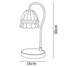 Dimension drawing of the lily marble warmer table lamp, in outline against white.