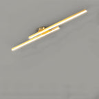 Clérachic gold twin-bar ceiling light with frosted acrylic diffusers, seen at an angle on a grey ceiling with a round canopy.