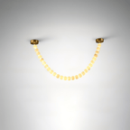 The Clérachic alabaster bead strand chandelier in single-strand form, warm LED glowing through a gold-mounted bead garland.