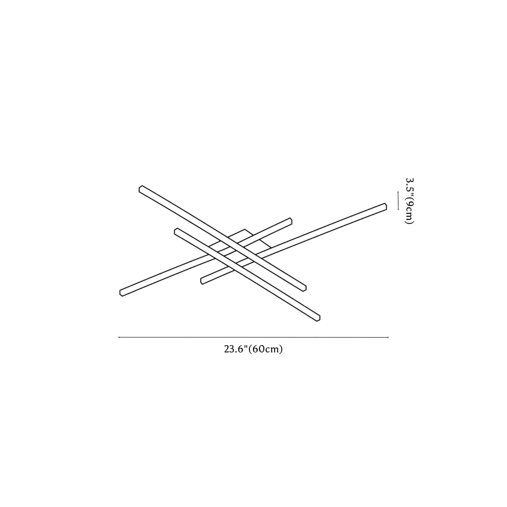 Clérachic ceiling light dimension drawing, 1 of 6, every measurement marked in centimetres and inches.