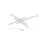 Clérachic ceiling light dimension drawing, 2 of 6, every measurement marked in centimetres and inches.