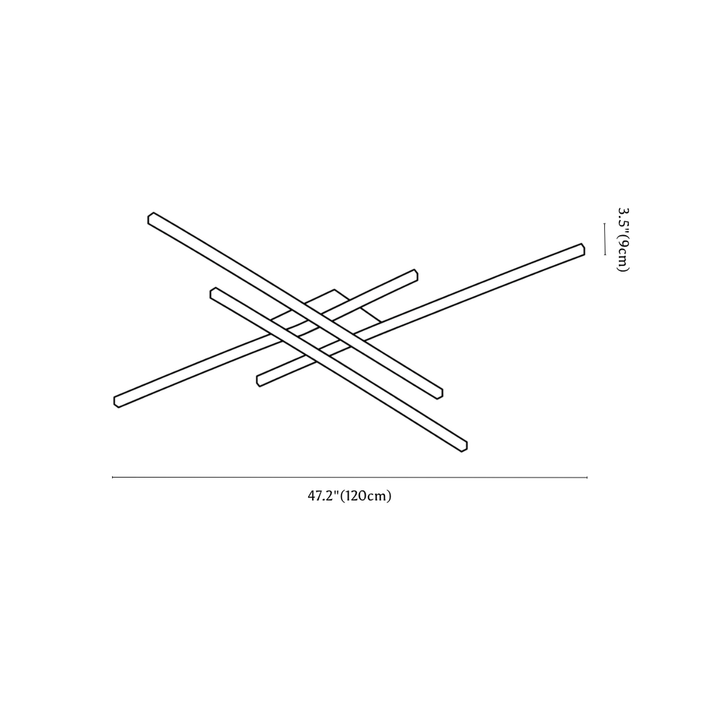 Clérachic ceiling light dimension drawing, 3 of 6, every measurement marked in centimetres and inches.