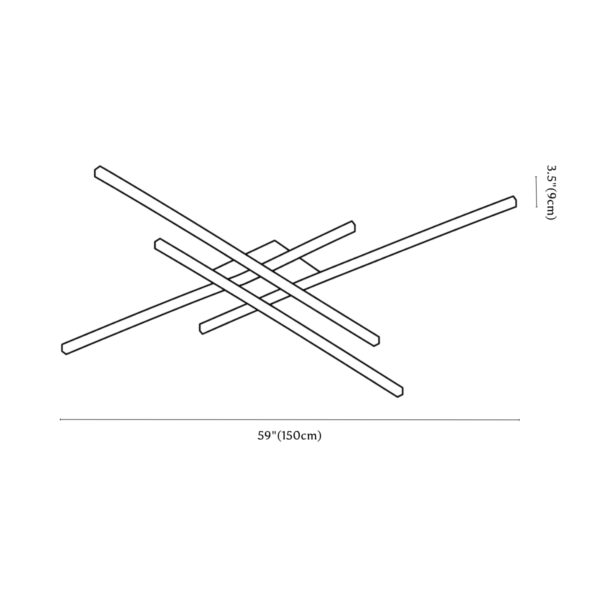 Clérachic ceiling light dimension drawing, 4 of 6, every measurement marked in centimetres and inches.