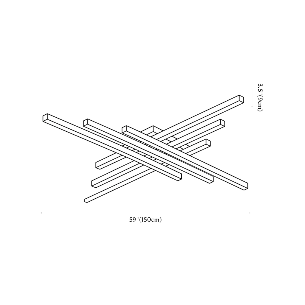 Clérachic ceiling light dimension drawing, 6 of 6, every measurement marked in centimetres and inches.