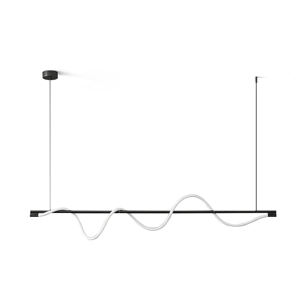 Black Clérachic linear pendant with an unlit white silicone wave, on a white background.