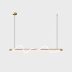 Brass Clérachic linear pendant with a soft glowing wave, centred on a white background.