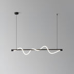 Clérachic black linear pendant with a glowing wave on a graduated grey backdrop.