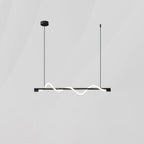 A compact black Clérachic linear pendant with a glowing wave, centred on a light grey backdrop.