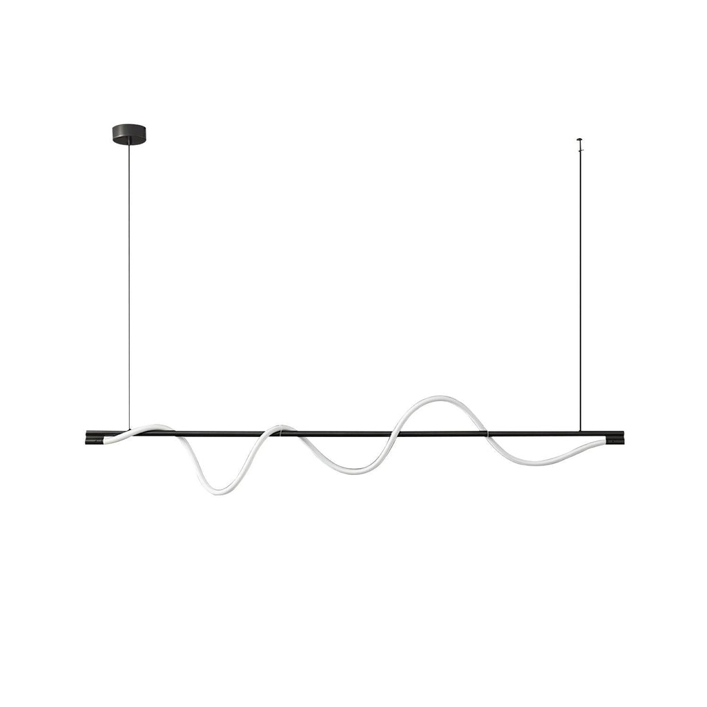 Black Clérachic linear pendant with an unlit white silicone wave, on a plain white background.